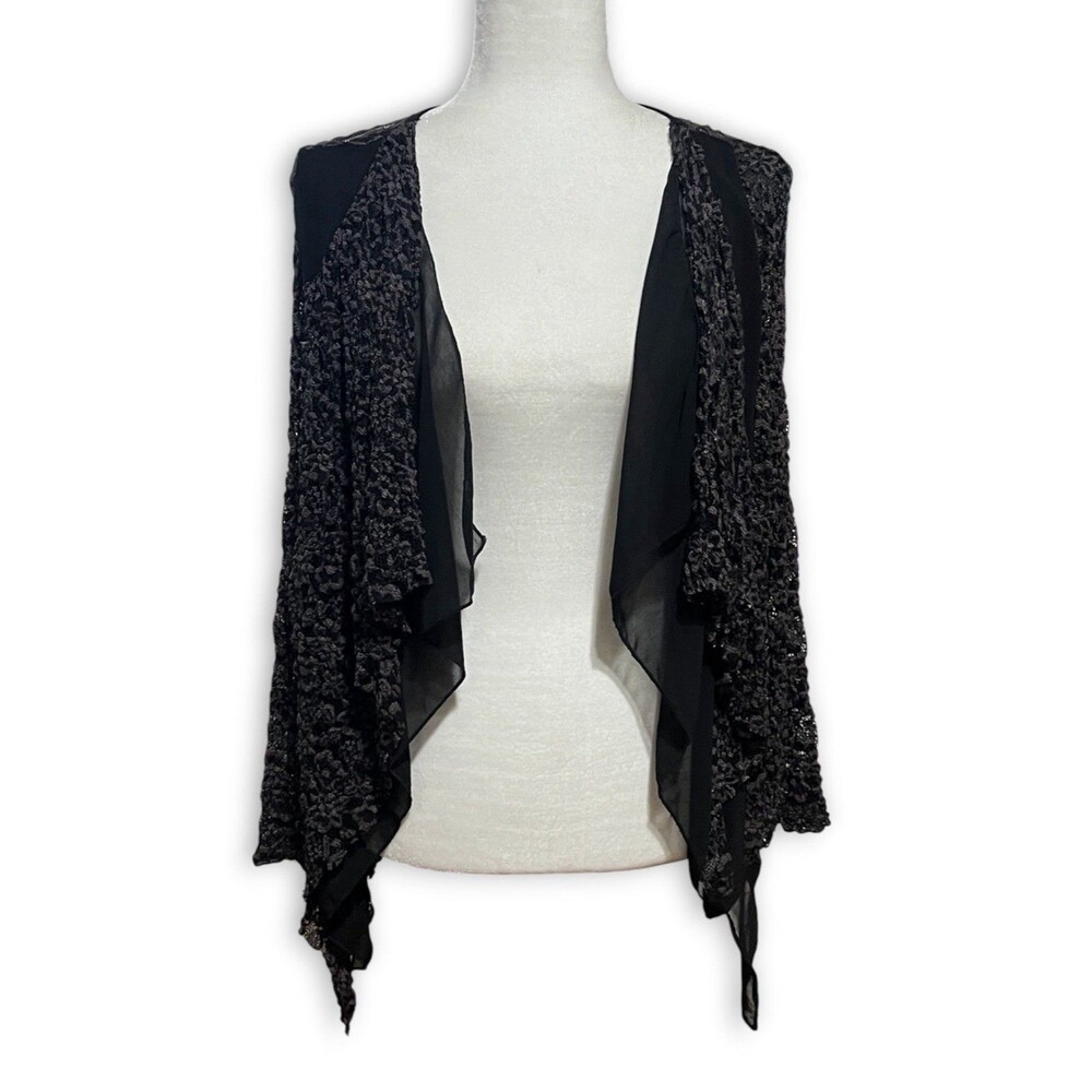 Buckle BKE 3/4 Sleeve Flyaway Lace Cardigan Whimsy Goth Y2K Women’s Large NWT